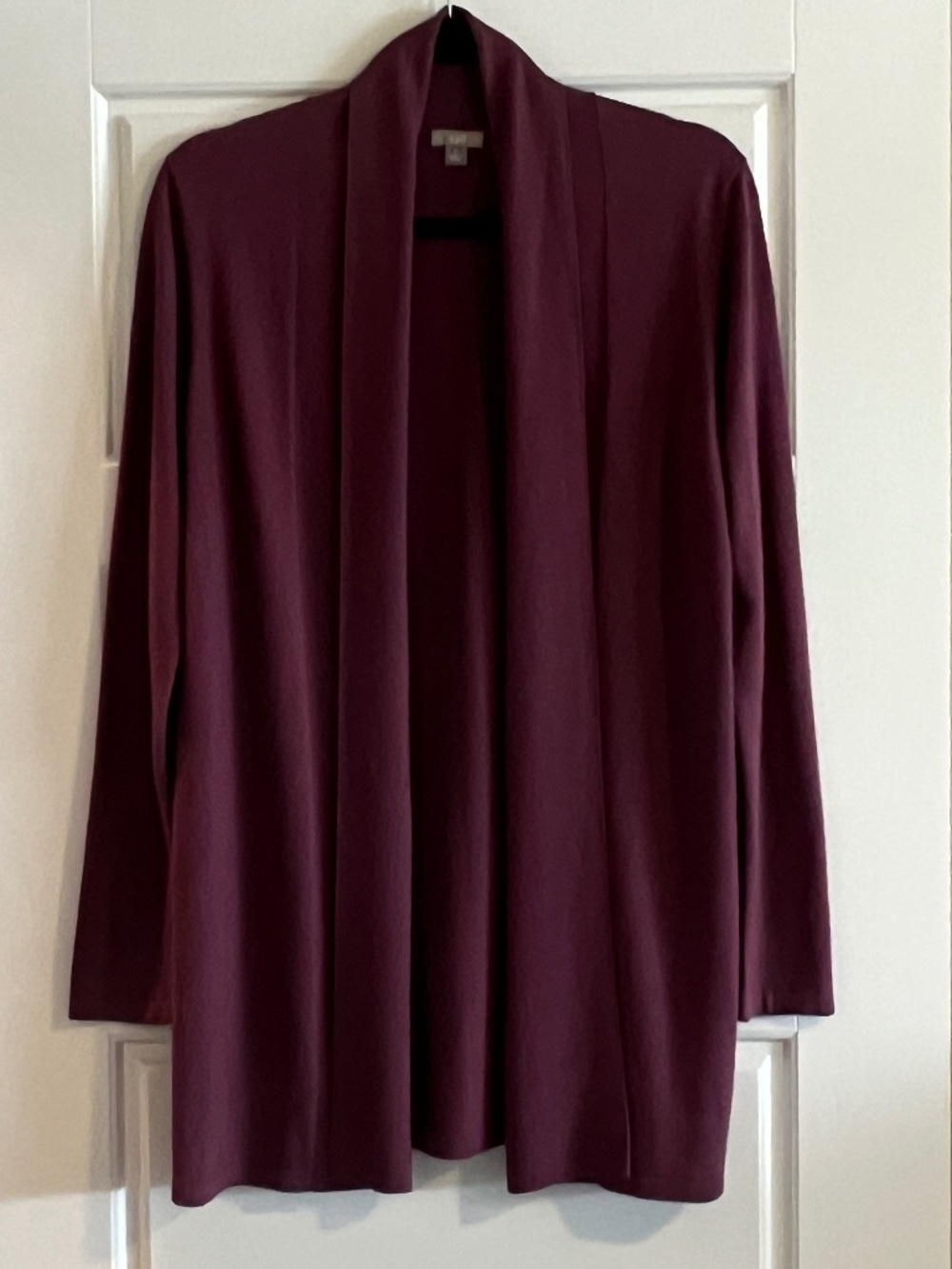 J. Jill Burgundy Wine Open Front Silk/Cotton Long Sleeve Cardigan Size S